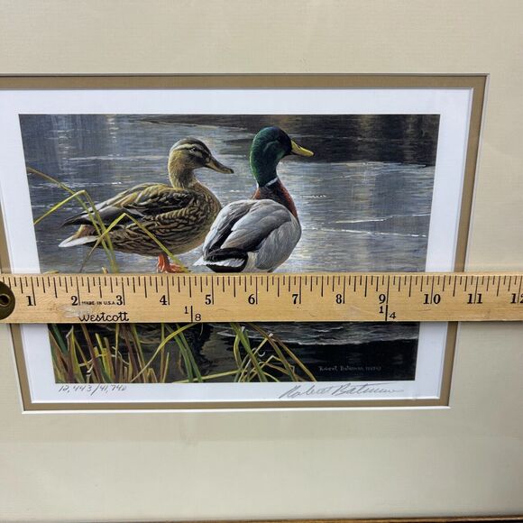 ROBERT BATEMAN 1985 Mallard Duck Pair-Signed/Framed Limited Edition Print+Stamps - Picture 12 of 16